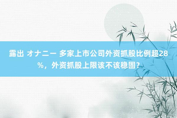 露出 オナニー 多家上市公司外资抓股比例超28%，外资抓股上限该不该稳固？